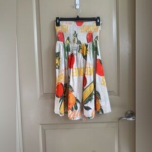 BDG Printed A-Line Smocked strapless mini dress